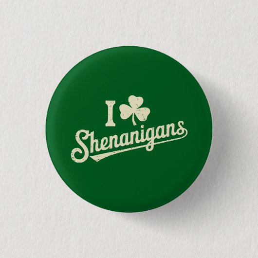 Green Funny Irish Patty's Kleeblatt Saint Patricks Button (Vorderseite)