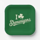 Green Funny Irish Patty's Kleeblatt Saint Patricks Pappteller (Vorderseite)