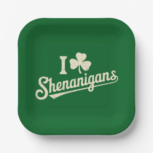 Green Funny Irish Patty's Kleeblatt Saint Patricks Pappteller (Vorderseite)