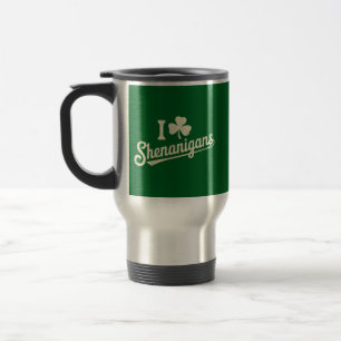 Green Funny Irish Patty's Kleeblatt Saint Patricks Reisebecher