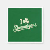Green Funny Irish Patty's Kleeblatt Saint Patricks Serviette (Vorderseite)