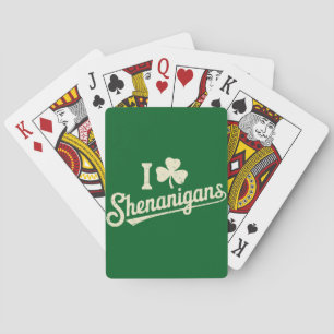Green Funny Irish Patty's Kleeblatt Saint Patricks Spielkarten