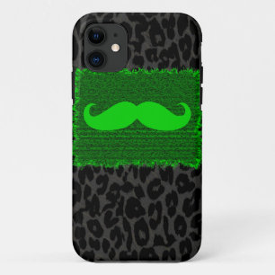 Green Funny Mustache und Leopard Print Case-Mate iPhone Hülle