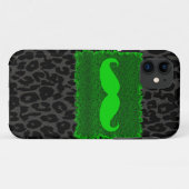 Green Funny Mustache und Leopard Print Case-Mate iPhone Hülle (Rückseite (Horizontal))