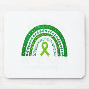Green für Mental Health Awareness Ribbon Rain Mousepad