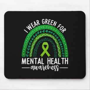 Green für Mental Health Awareness Ribbon Rain Mousepad