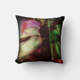 Green Fuschia Beige Batik-ähnliche Abstrakte Blume Kissen