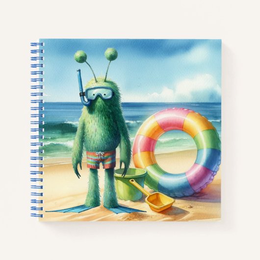 Green Fuzzy Alien-Notebook Notizblock (Vorderseite)
