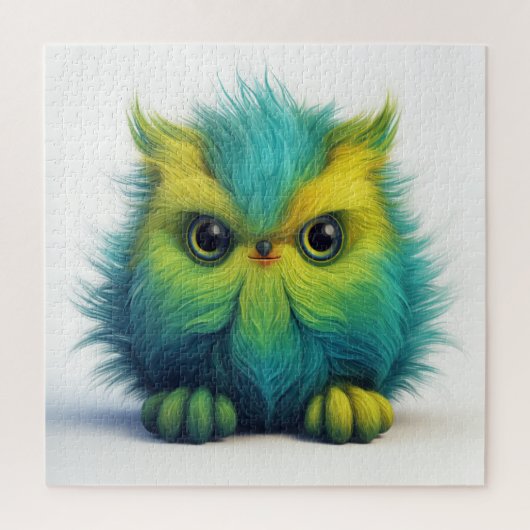 Green Fuzzy Owl Fantasy Creature Puzzle (Vertikal)