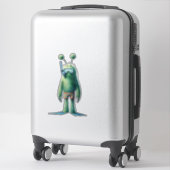 Green Fuzzy Snorkeling Alien Sticker (Koffer)