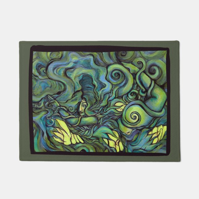 Green Gaia Goddess Nature Lovers Pagan Hexe Fußmatte (Vorderseite)