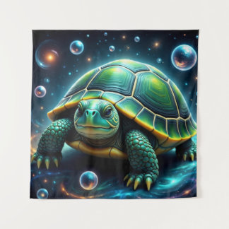 Green Galactic Sea Turtle Wandteppich