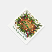 Green Galand on Wood Sign Happy Holidays Serviette (Ecke)