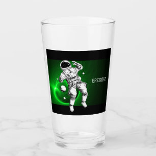 Green Galaxy Astronaut Personalisiert Glas