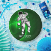 Green Galaxy Astronaut Personalisiert Pappteller (Party)