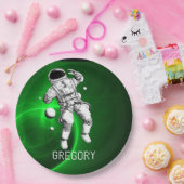 Green Galaxy Astronaut Personalisiert Pappteller (Party)