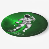 Green Galaxy Astronaut Personalisiert Pappteller (Schrägansicht)