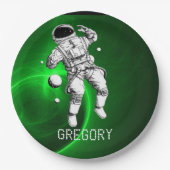 Green Galaxy Astronaut Personalisiert Pappteller (Vorderseite)