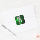 Green Galaxy Astronaut Personalisiert Quadratischer Aufkleber (Umschlag)