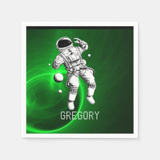 Green Galaxy Astronaut Personalisiert Serviette (Vorderseite)
