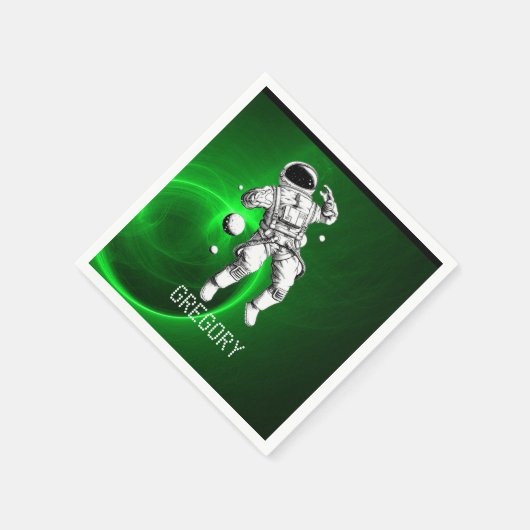 Green Galaxy Astronaut Personalisiert Serviette (Ecke)