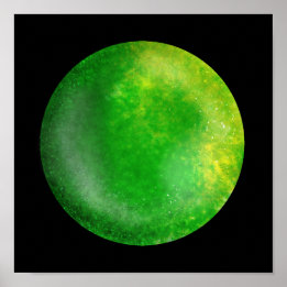 Green Galaxy Orb - Emerald Marble Print Poster