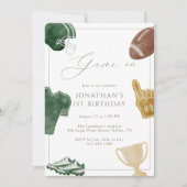 Green Game On Football Birthday Einladung (Vorderseite)