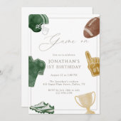 Green Game On Football Birthday Einladung (Vorne/Hinten)