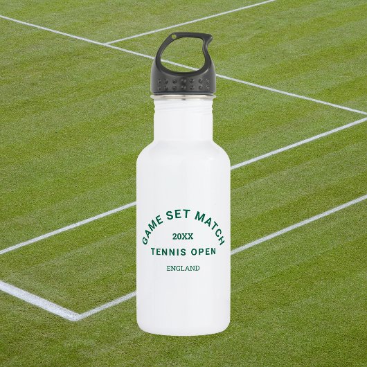 Green Game Set Match Wappen Tennis Edelstahlflasche