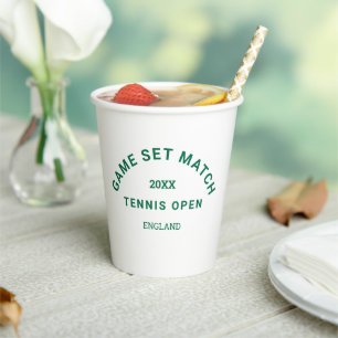 Green Game Set Match Wappen Tennis Turnier Pappbecher