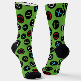 Green Gamer Console Buttons Socks Gaming Socken