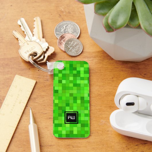 Green Gamer Pixels Personalized Schlüsselanhänger (Schreibtisch)