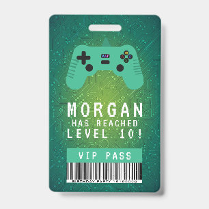 Green Gamer VIP-Pass-Geburtstagseinladung Ausweis
