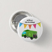 Green Garbage Truck - Geburtstag eines Kindes Button (Vorne & Hinten)