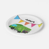 Green Garbage Truck - Geburtstag eines Kindes Pappteller (Schrägansicht)