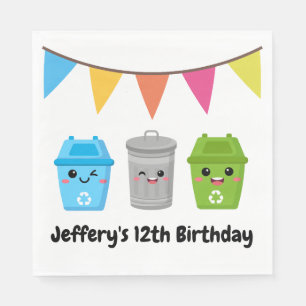Green Garbage Truck - Geburtstag eines Kindes Serviette