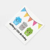 Green Garbage Truck - Geburtstag eines Kindes Serviette (Ecke)