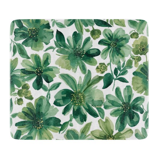 Green Garden Floral Botanical Watercolor Painting Schneidebrett (Vorderseite)