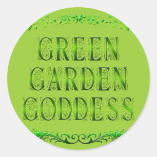 Green Garden Goddess Slogan Stickers