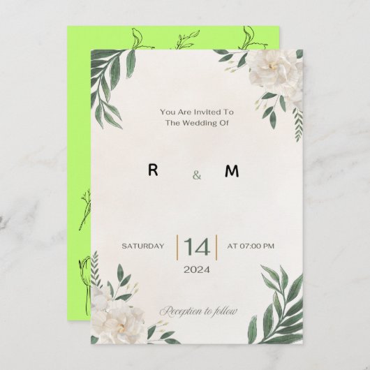 Green Garden wedding invitation Einladung (Vorne/Hinten)