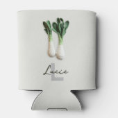 Green Gardener Minimalistisch Crochet Leeks Name Dosenkühler (Rückseite)