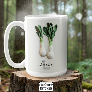 Green Gardener Minimalistisch Crochet Leeks Name Kaffeetasse
