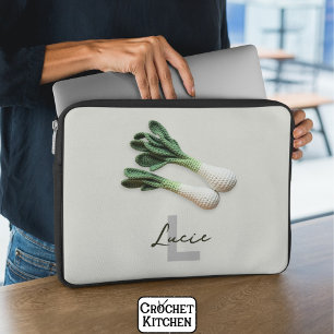 Green Gardener Minimalistisch Crochet Leeks Name Laptopschutzhülle
