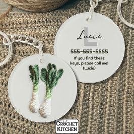 Green Gardener Minimalistisch Crochet Leeks Name Schlüsselanhänger