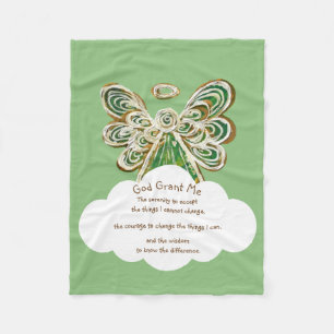 Green Gaurdian Angel God Grant Me Chemo Blanket Fleecedecke