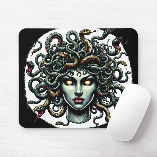 Green Gazing Medusa Kopf voller Schlangen Mousepad (Mit Mouse)