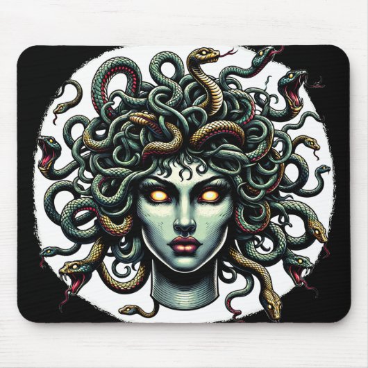 Green Gazing Medusa Kopf voller Schlangen Mousepad (Vorne)