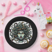 Green Gazing Medusa Kopf voller Schlangen Pappteller (Party)