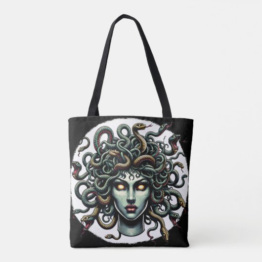 Green Gazing Medusa Kopf voller Schlangen Tasche (Rückseite)