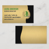 Green Gebäude Icon / Gold Monogram Visitenkarte (Vorne/Hinten)